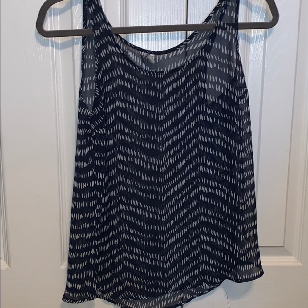 Navy and white sheer tank top